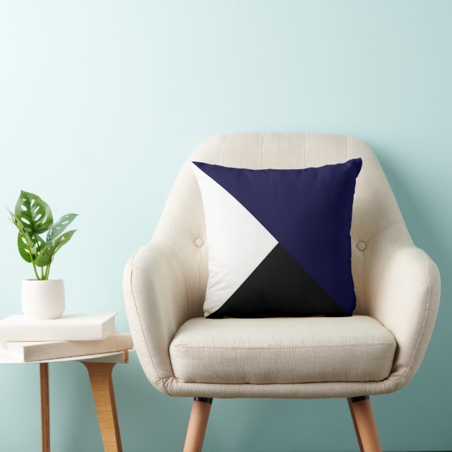 Abstrakt Art Minimalism Blue Black White Kudde (Stol)