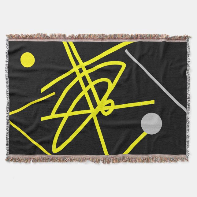 Abstrakt Art Minimalism Grått Gult Dot Blanket Filt (Framsidan)