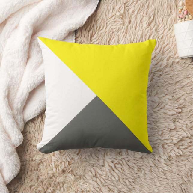 Abstrakt Art Minimalism Grått Gult White Kudde (Filt)