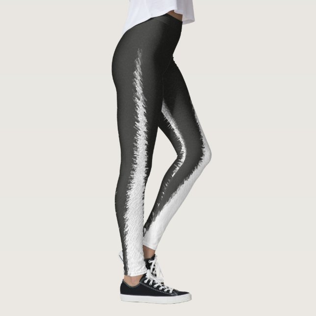 Abstrakt Art Minimalism Grått White Linjer Legging (Höger)