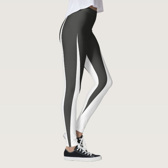 Abstrakt Art Minimalism Grått White Linjer Leggings (Höger)