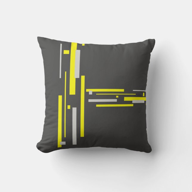 Abstrakt Art Minimalism Gult Grått Pillow Cushion Kudde (Framsida)