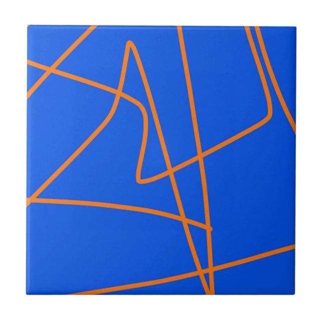 Abstrakt Art Minimalism Pastel Orange Blue Kakelplatta (Framsidan)