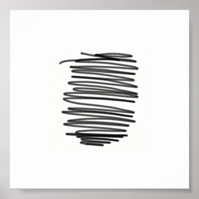 Abstrakt Art Minimalistic Grått White Poster (Framsidan)