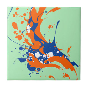 Abstrakt Art Mint Grönt Modern Art-färg stänk Kakelplatta