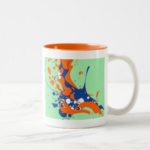 Abstrakt Art Mint Grönt Modern Art-färg stänk Två-Tonad Mugg