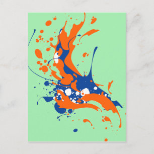 Abstrakt Art Mint Grönt Modern Art-färg stänk Vykort