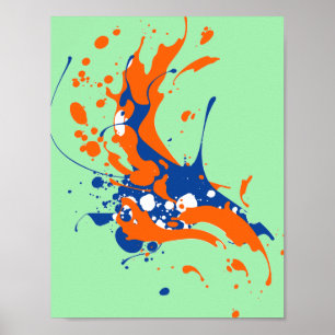 Abstrakt Art Mint Grönt Modern konsfärg stänk Poster
