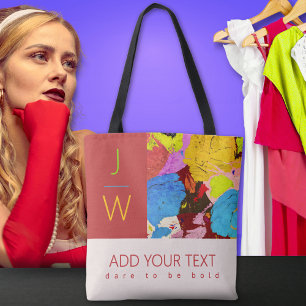 Abstrakt Art Modern Monogram Tote Bag Tygkasse