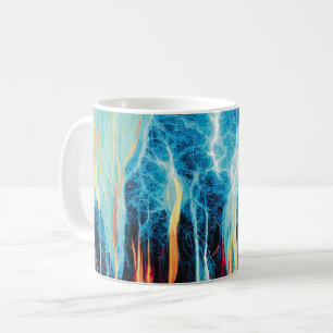 Abstrakt Art Mönster Red and Blue Electric Energy Kaffemugg