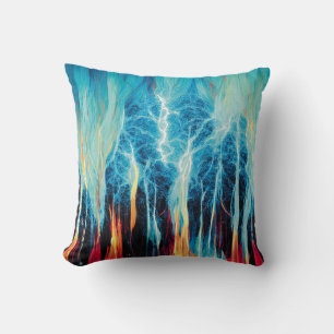 Abstrakt Art Mönster Red and Blue Electric Energy Kudde