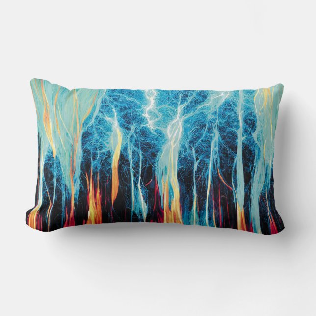 Abstrakt Art Mönster Red and Blue Electric Energy Lumbarkudde (Framsida)