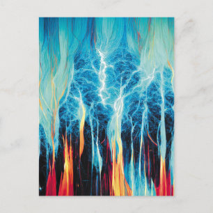Abstrakt Art Mönster Red and Blue Electric Energy Vykort