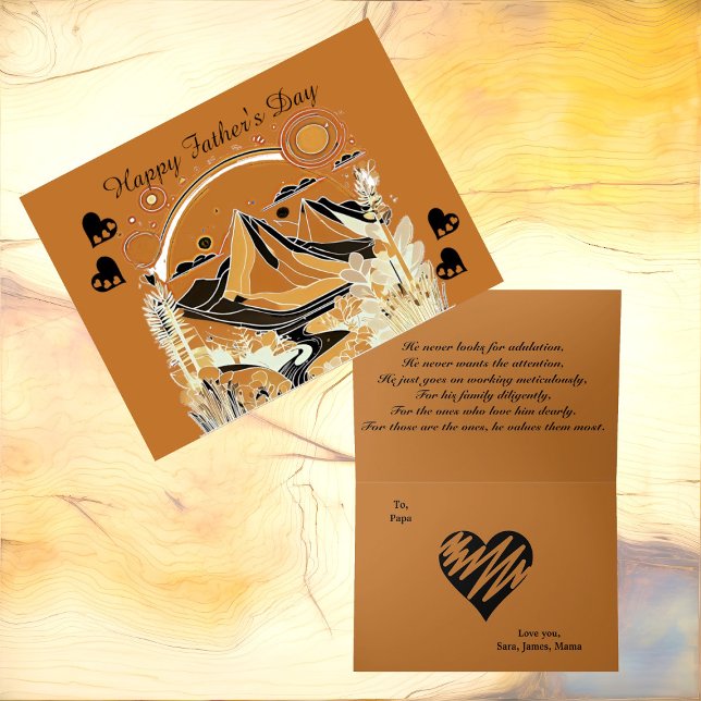 Abstrakt Art Mountain Landcape Forest Fars dag Kort (Abstract Art Mountain Landscape Forest Fathers Day Card)