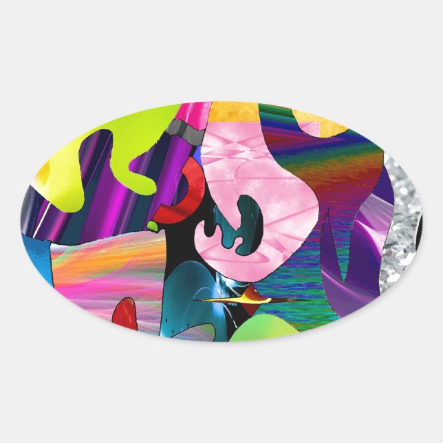 Abstrakt Art Ovalt Klistermärke (Framsida)