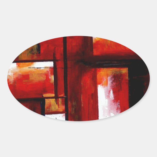 Abstrakt Art Ovalt Klistermärke (Framsida)
