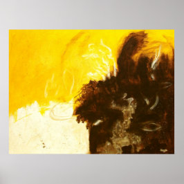 Abstrakt Art Painting Drifts Splatters Gult Brown Poster