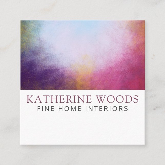 Abstrakt Art Painting Insida Designer Red Violet Fyrkantigt Visitkort (Framsida)