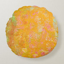 Abstrakt Art Painting Orange Gult  Rosa Red Grönt