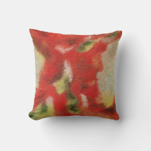 Abstrakt Art Painting Red Orange Gult Struktur Kudde