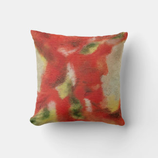 Abstrakt Art Painting Red Orange Gult Struktur Kudde