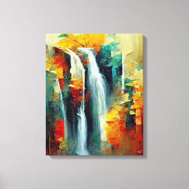 Abstrakt Art Painting Waterfall Canvastryck (Framsida)