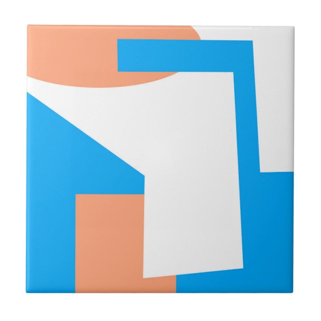Abstrakt Art Pastel Coral Lavender Blue Kakelplatta (Framsidan)