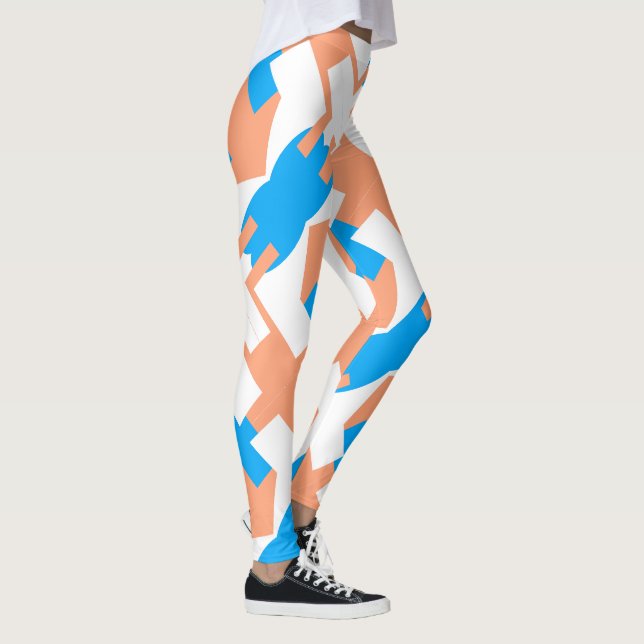 Abstrakt Art Pastel Coral Lavender Blue Leggings (Höger)