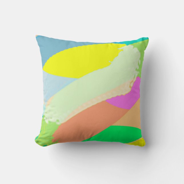 Abstrakt Art Pastel Coral Lavender Gult Kudde (Framsida)