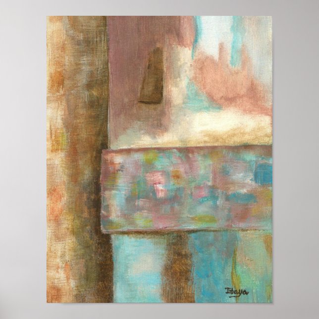 Abstrakt Art Pastel Painting Fantasy Castle Window Poster (Framsidan)