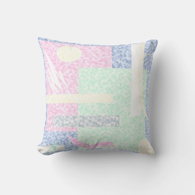 Abstrakt Art Pastel Theme Turcos Rosa Clouds Kudde (Framsida)