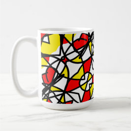 Abstrakt Art Positive Vibes Gult Red Black Kaffemugg
