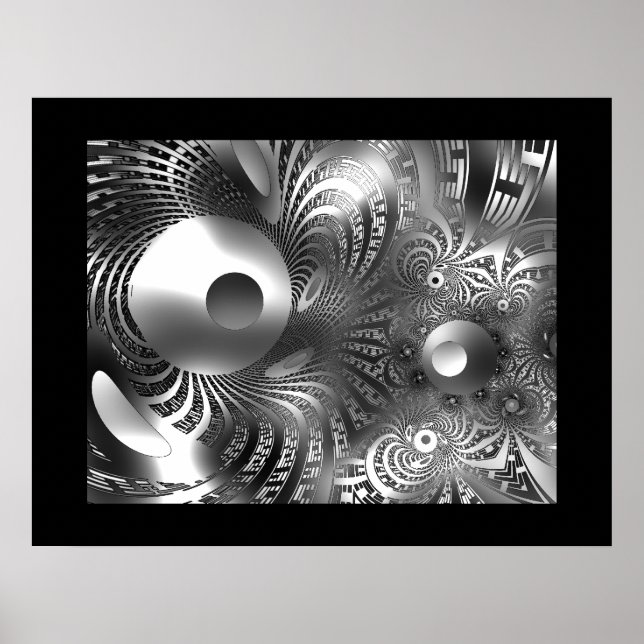Abstrakt Art Poster Silver Space (Framsidan)