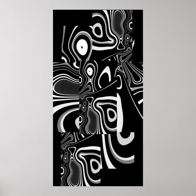 Abstrakt Art Poster Ultra Modern Black White 2 (Framsidan)