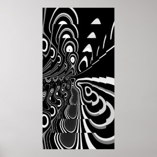 Abstrakt Art Poster Ultra Modern Black White Grått