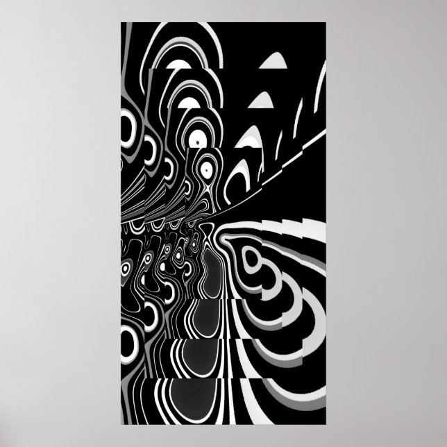 Abstrakt Art Poster Ultra Modern Black White Grått (Framsidan)