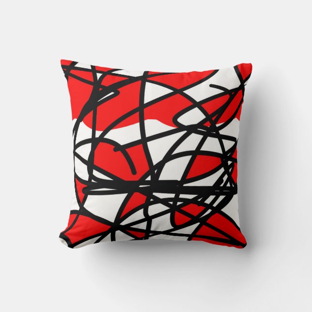 Abstrakt Art Red Black White Kudde (Framsida)