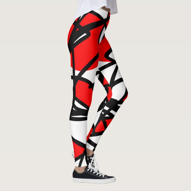 Abstrakt Art Red Black White Minimalism Leggings (Höger)