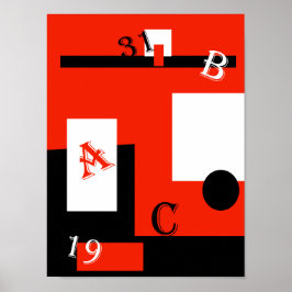 Abstrakt Art Red Black White Poster