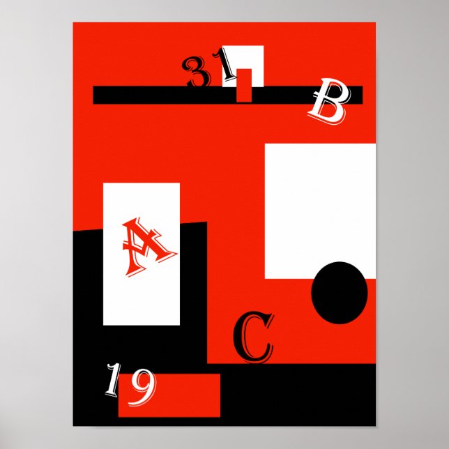 Abstrakt Art Red Black White Poster (Framsidan)