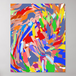 Abstrakt Art Red Blue Gul ros Guld Poster