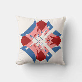 Abstrakt Art Red Blue Rosa Diamond Blommigt Design Kudde