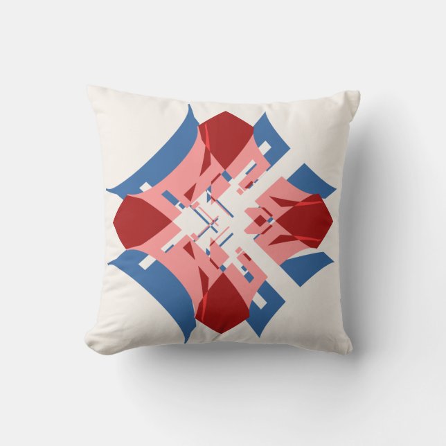 Abstrakt Art Red Blue Rosa Diamond Blommigt Design Kudde (Framsida)