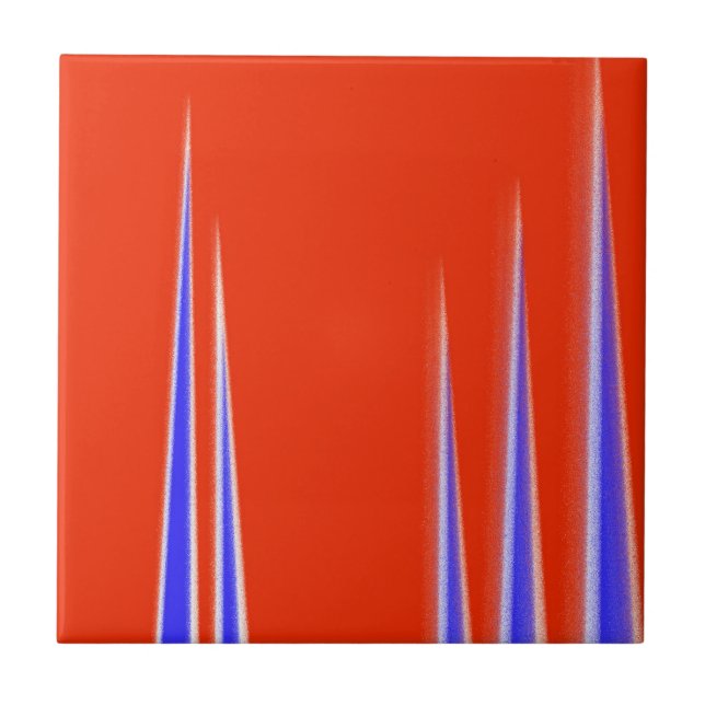 Abstrakt Art Red Blue White Minimalism Kakelplatta (Framsidan)