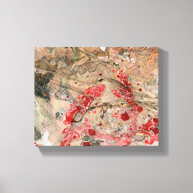 Abstrakt Art Red Gult Grönt Brown Black Trendig Canvastryck (Framsida)