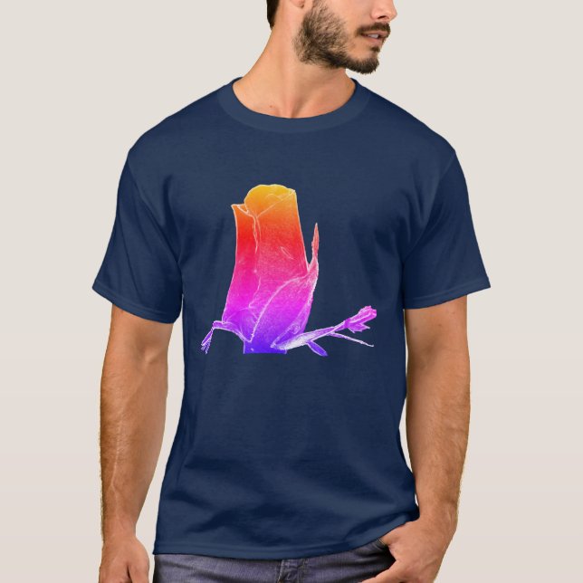 Abstrakt Art Regnbågs Rosenknopp blomning T Shirt (Framsida)