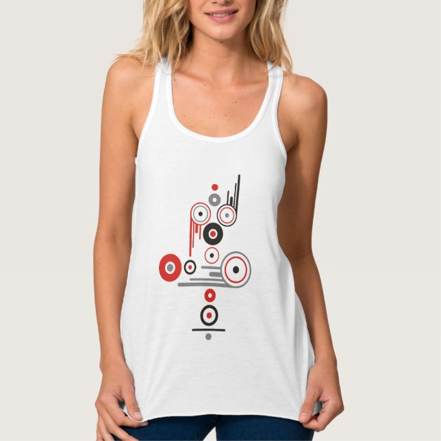 Abstrakt ART - Ringar Dots Rand Linne Med Racerback (Framsida)