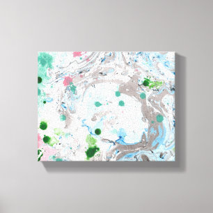 Abstrakt Art Rosa Blue Grönt White Trendig Modern Canvastryck