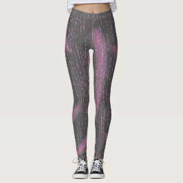 Abstrakt Art Rosa Coral Charcol Grått Leggings