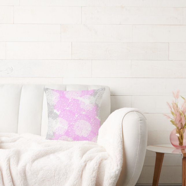 Abstrakt Art Rosa Grått Pastel White Minimalism Kudde (Soffa)